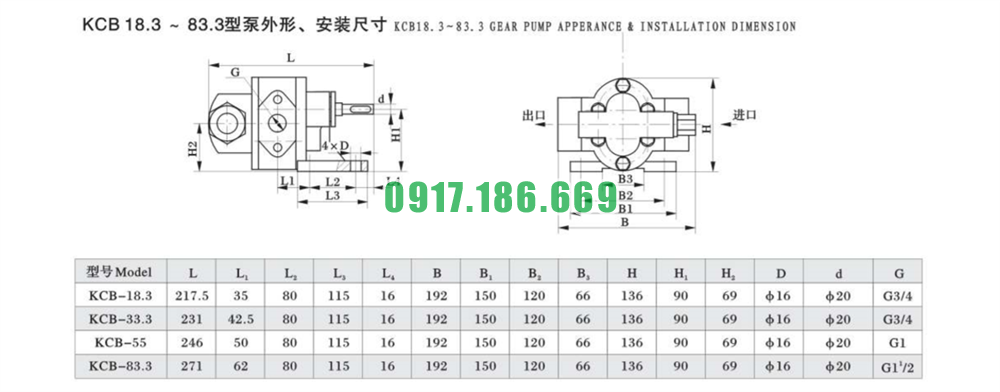 Dịch vụ sửa chữa và bán phớt của đầu bơm kcb18.3